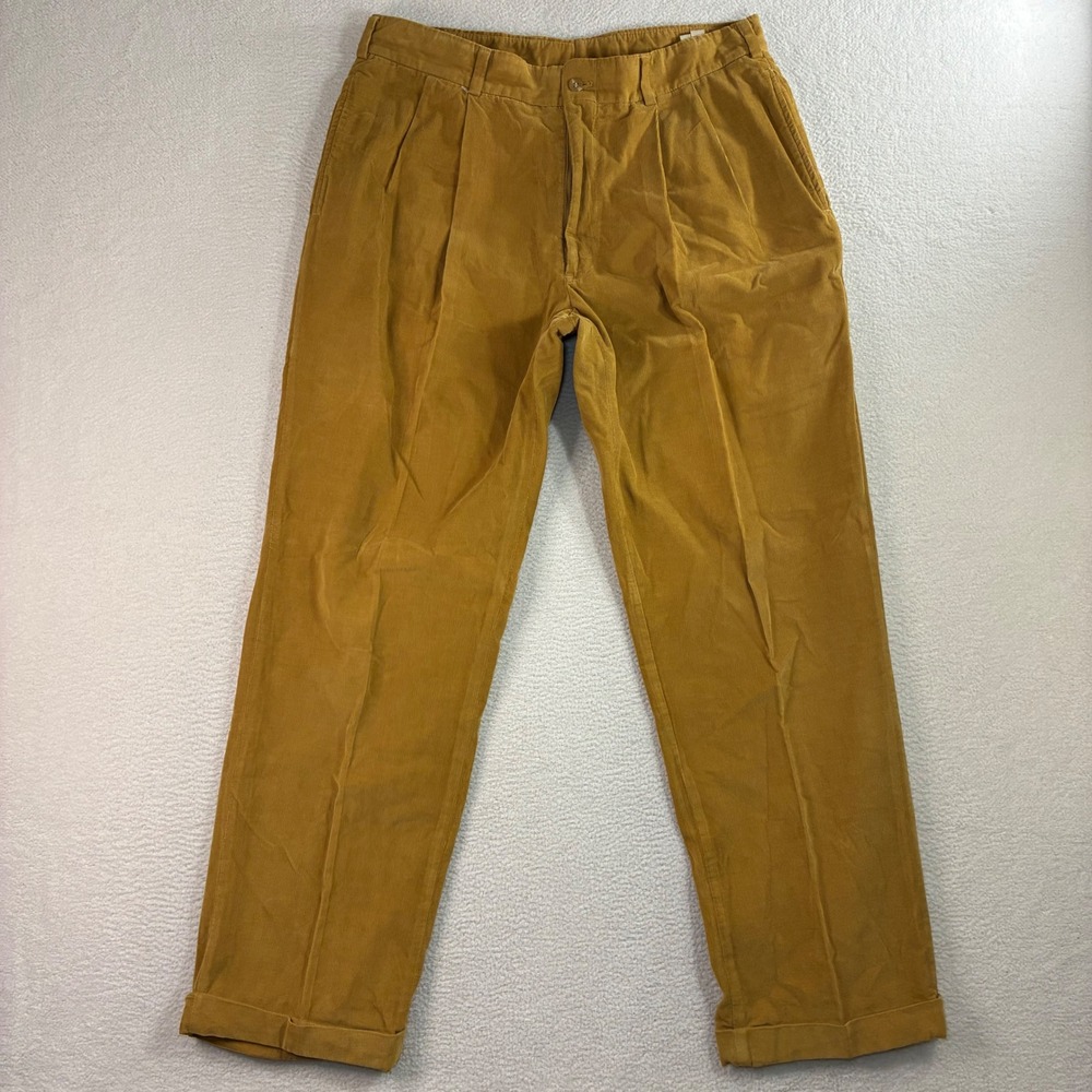 Bills Khakis Corduroy Pants Men 36x32 Brown Pleated Vintage USA Classic Preppy